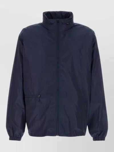 Saint Laurent Nylon Windbreaker Jacket High Collar Cuffs In Blue