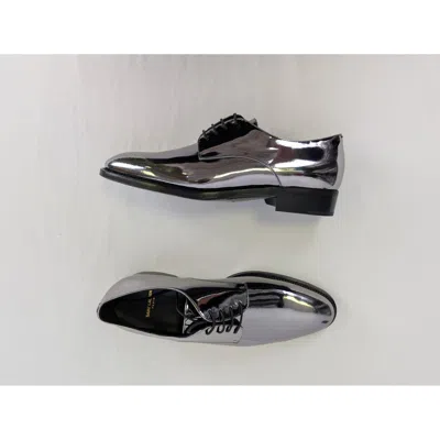 Pre-owned Saint Laurent O1rshd1 Q:2 / Adrien 25 Derby Shoe Boots In Metal Shotgun In Silver
