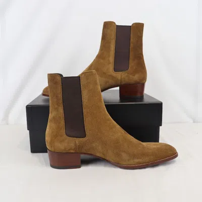 Pre-owned Saint Laurent O1rshd1 Wyatt 40 Chelsea Boot In Brown