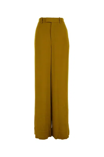 Saint Laurent Ochre Satin Wide-leg Pant In Yellow