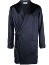 Saint Laurent Off-centre Silk Coat In Blau