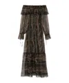 Saint Laurent Off-shoulder Layered Dress Featuring Ruffles In Black