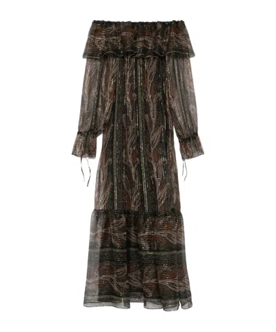 Saint Laurent Off Shoulder Dress In Black