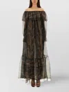 Saint Laurent Off-shoulder Layered Dress Featuring Ruffles In Black