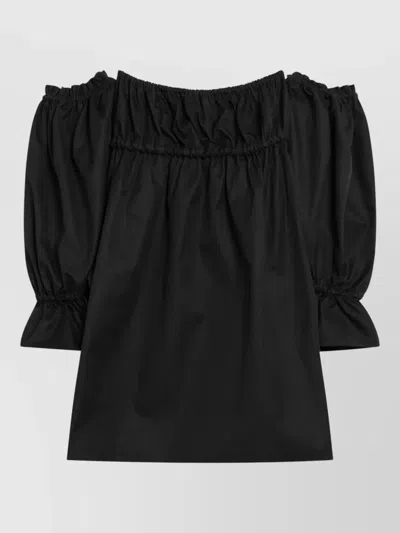Saint Laurent Off Shoulder Mini Dress Elastic Neckline In Black