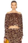 Saint Laurent Off The Shoulder Blouse In Bordeaux Vieux Rose