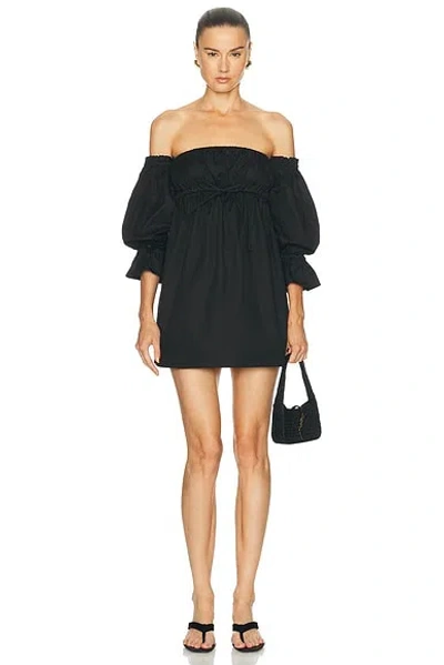 Saint Laurent Off The Shoulder Mini Dress In Noir