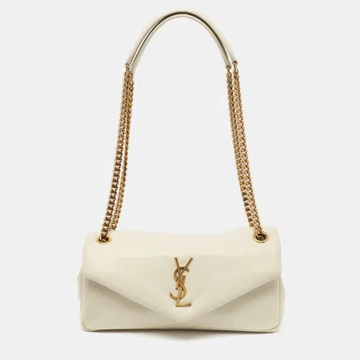 Pre-owned Saint Laurent Off White Leather Calypso Chain Bag