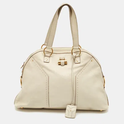 Pre-owned Saint Laurent Off White Leather Medium Muse Satchel