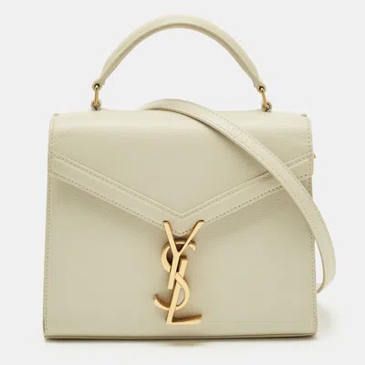 Pre-owned Saint Laurent Off White Leather Mini Cassandra Top Handle Bag