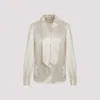 Saint Laurent Silk Scarf-collar Shirt In Off White