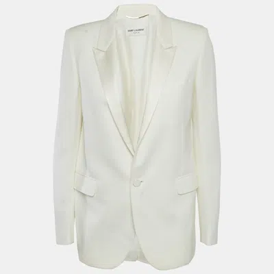 Pre-owned Saint Laurent Off-white Wool Single Breasted Blazer M