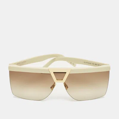 Pre-owned Saint Laurent Off White/brown Gradient Sl 537 Palace Shield Sunglasses