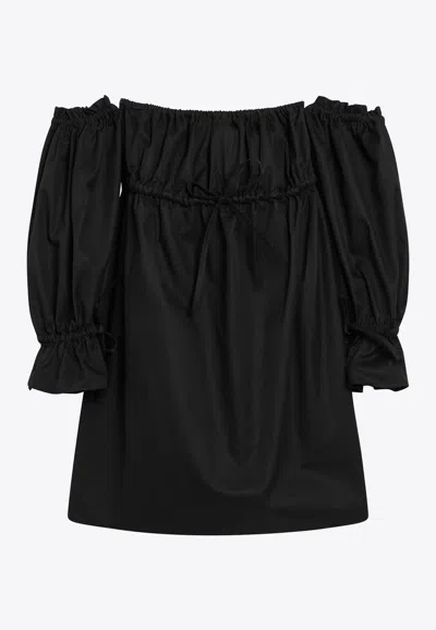 Saint Laurent Off-shoulder Mini Dress In Black