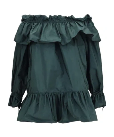 Saint Laurent Ruffled Off-shoulder Mini Dress In Multi