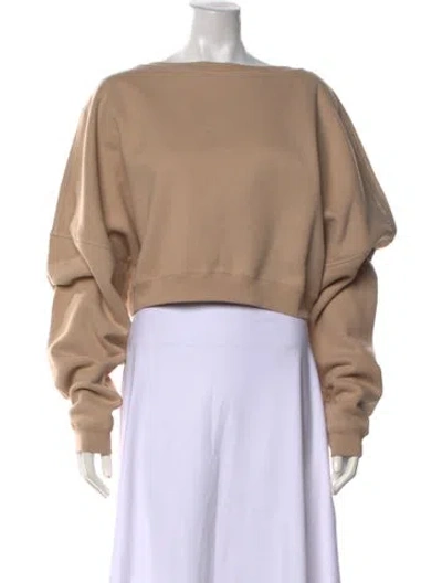 Pre-owned Saint Laurent Off-the-shoulder Long Sleeve Sweatshirt W/ Tags In Neutrals