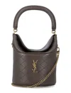 Saint Laurent Olive Gaby Bucket Bag In Gray