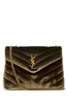 Saint Laurent Olive Green Velvet Small Loulou Shoulder Bag
