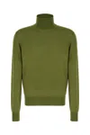 Saint Laurent Turtleneck Wool Blend Sweater In Green