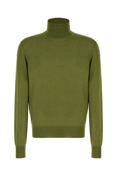 SAINT LAURENT OLIVE GREEN WOOL BLEND SWEATER