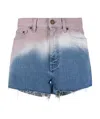 Saint Laurent Baggy Tie-dye Denim Shorts In Blue