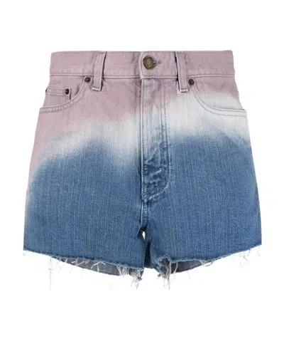 SAINT LAURENT SAINT LAURENT TIE-DYE DENIM SHORTS