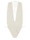 Saint Laurent Nylon Blend One Piece Swimsuit In White