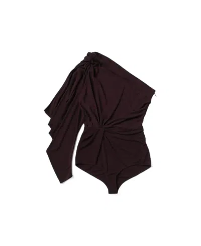 Saint Laurent One-shoulder Asymmetric Bodysuit In Black