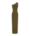 Saint Laurent Maxi One-shoulder Dress Fitted Silhouette In Green