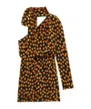 Saint Laurent One-shoulder Dress In Velvet Dotted Silk Muslin In Multi