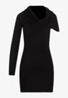 Saint Laurent Viscose One-shoulder Draped Mini Dress In Black