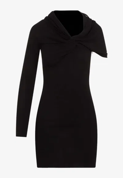 SAINT LAURENT ONE-SHOULDER MINI SHEATH DRESS