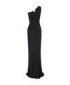 Saint Laurent Certifiable Viscose Draped Dress In Black