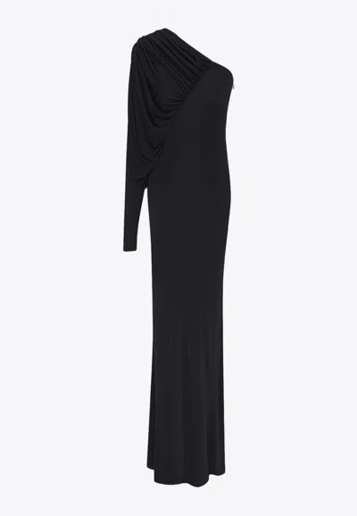 Saint Laurent One-shoulder Evening Dress In Black