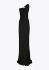 Saint Laurent Certifiable Viscose Draped Dress In Black