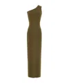 Saint Laurent Maxi One-shoulder Dress Fitted Silhouette In Green