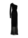Saint Laurent One-shoulder Draped Maxi Dress In Black