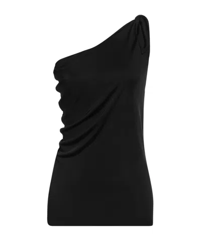 Saint Laurent One-shoulder Knitted Vest In Black