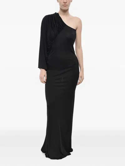 Saint Laurent One-shoulder Maxi Dress In Black