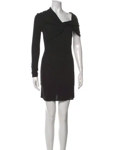 Pre-owned Saint Laurent One-shoulder Mini Dress In Black
