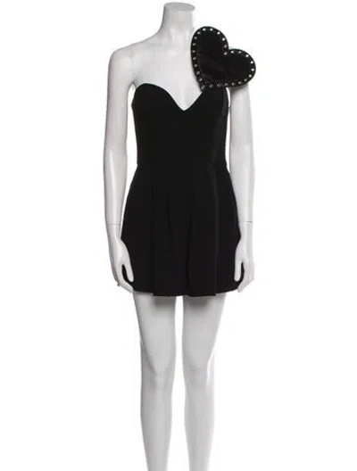 Pre-owned Saint Laurent One-shoulder Romper W/ Tags In Black