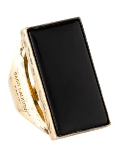 Pre-owned Saint Laurent Onyx Cocktail Ring In Black