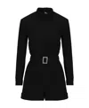 Saint Laurent Open-back Belted Playsuit In Black