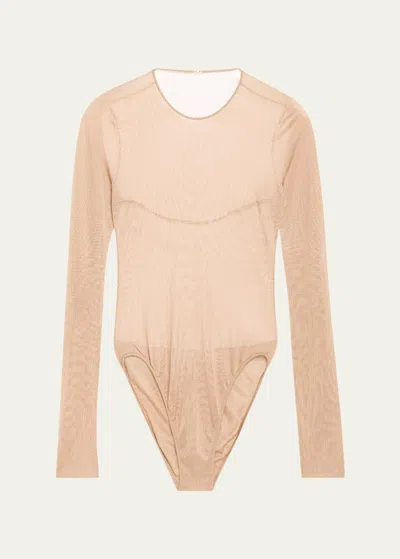 Saint Laurent Open-back Bodysuit In Rose