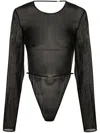 Saint Laurent Open-back Crepe Bodysuit In Black