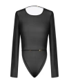 Saint Laurent Open-back Crepe Bodysuit In Black