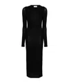 Saint Laurent Open-back Wool, Cashmere And Silk-blend Maxi Dress In Black