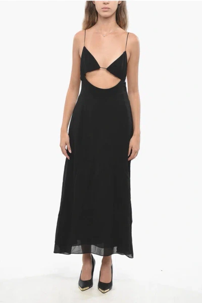 Saint Laurent Open Back Flared Dress With Cut-out Details In Black