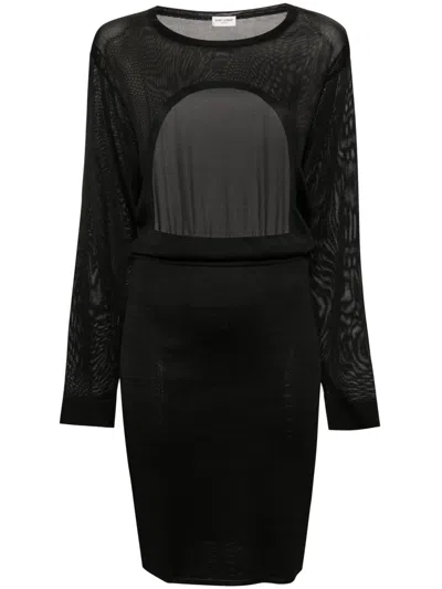 Saint Laurent Open-back Knitted Dress In Black