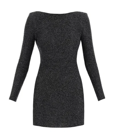 Saint Laurent Open-back Lurex Minidress In Black